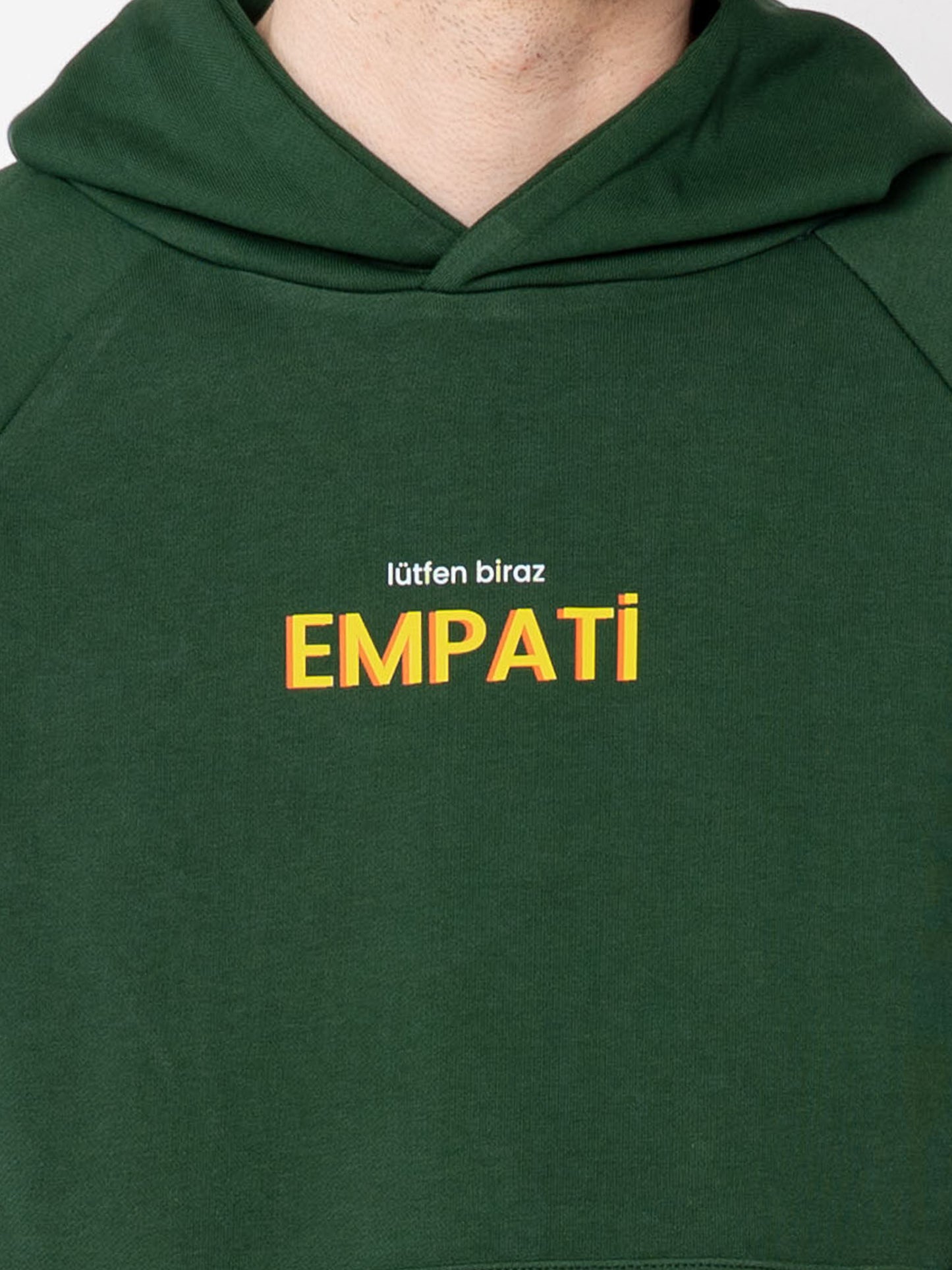 Unisex Oversize Yeşil Baskılı Empati Sweatshirt