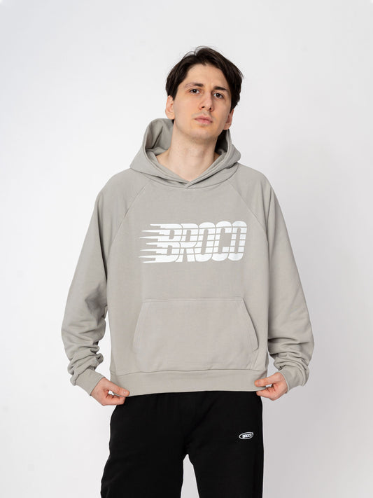 Unisex Oversize Gri Baskılı Broco Cut Sweatshirt