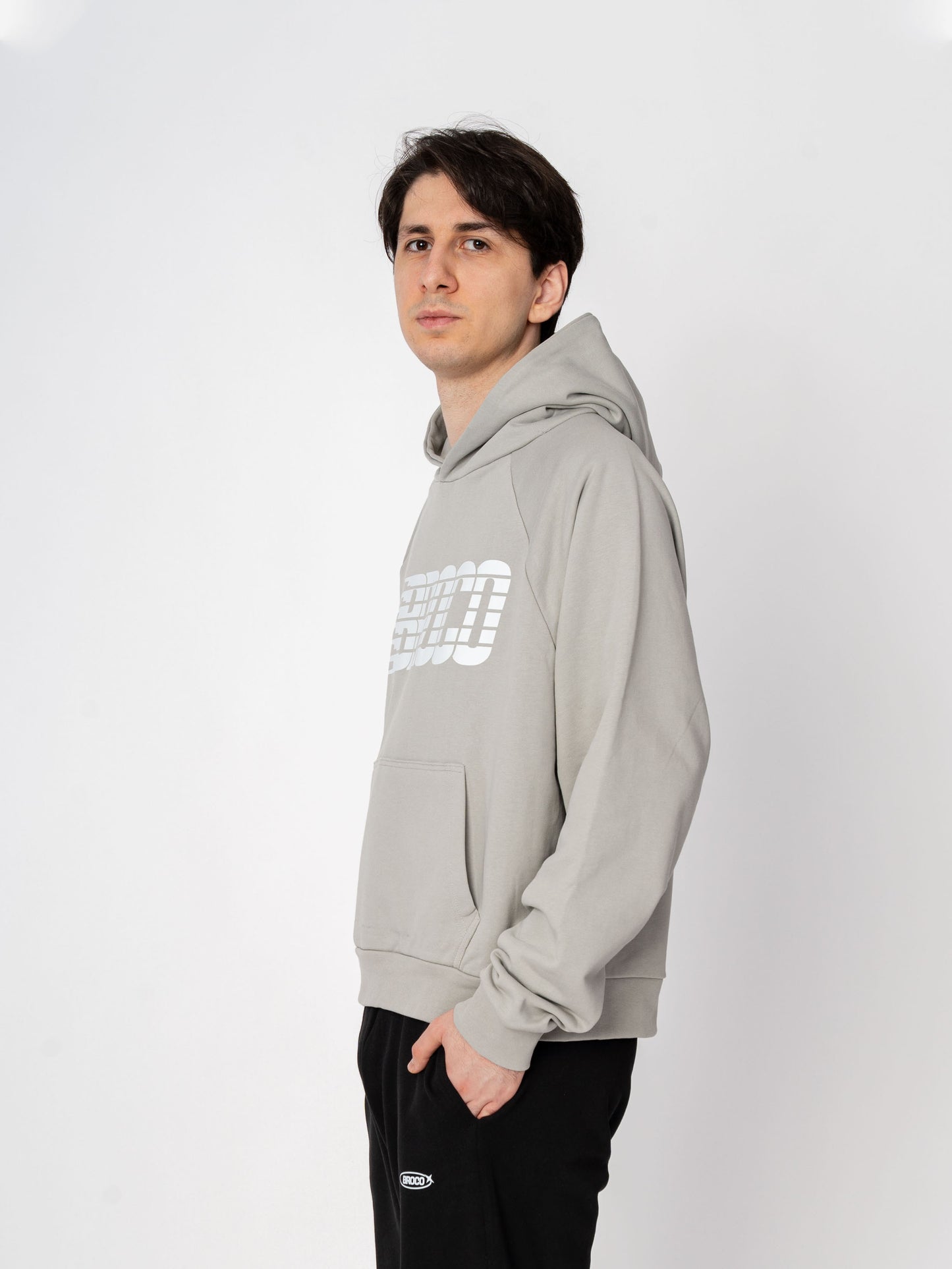 Unisex Oversize Gri Baskılı Broco Cut Sweatshirt