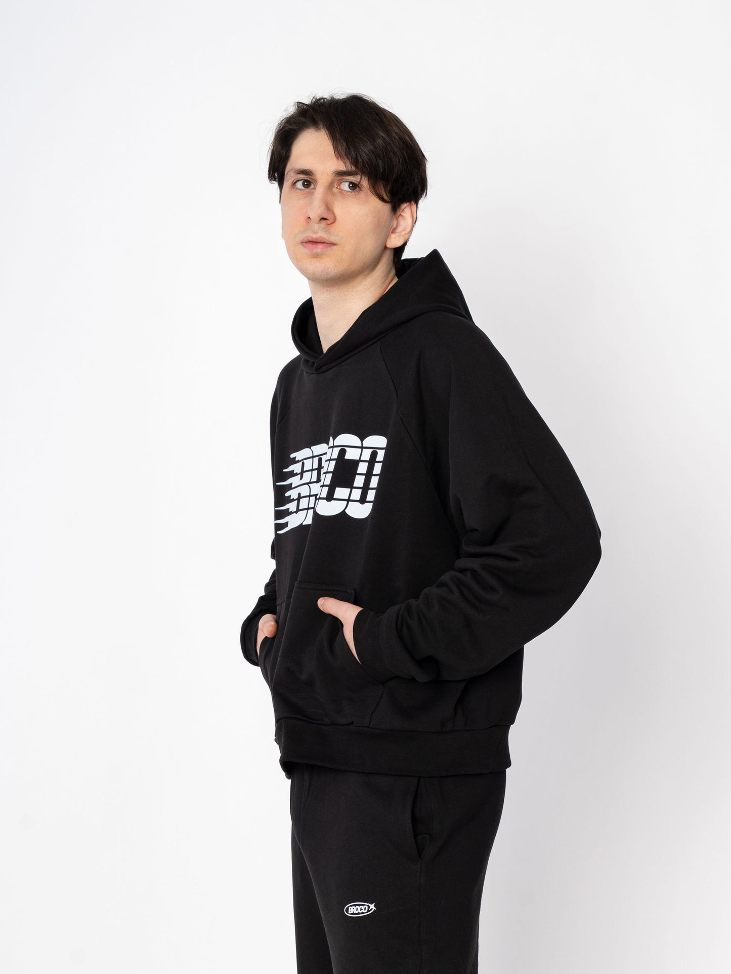 Unisex Oversize Siyah Baskılı Broco Cut Sweatshirt