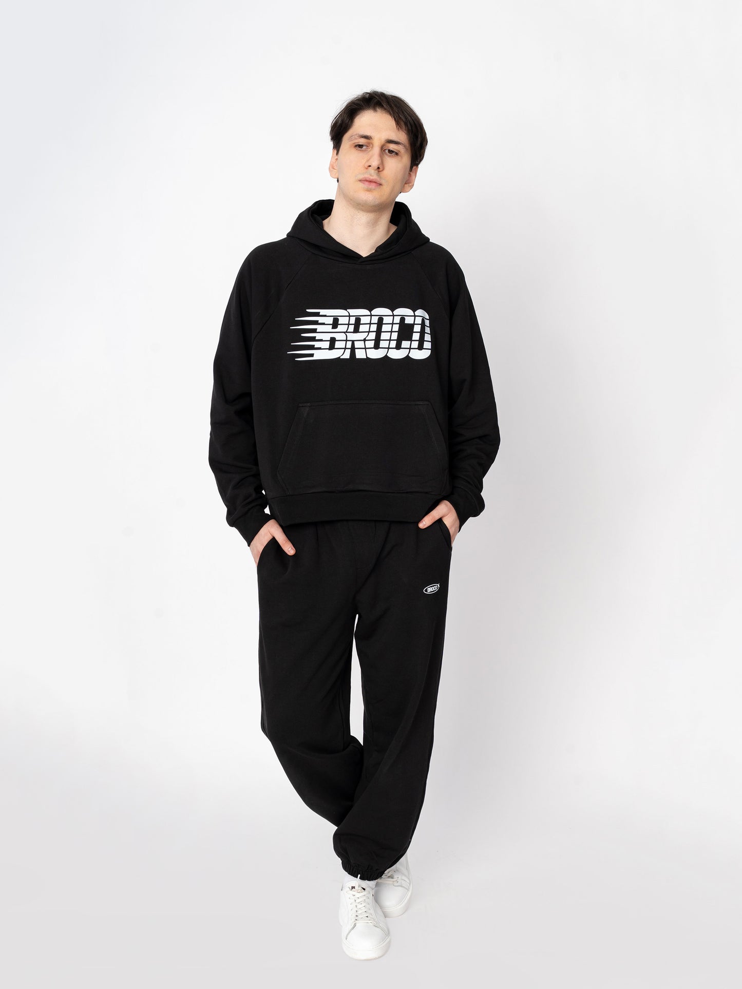 Unisex Oversize Siyah Baskılı Broco Cut Sweatshirt