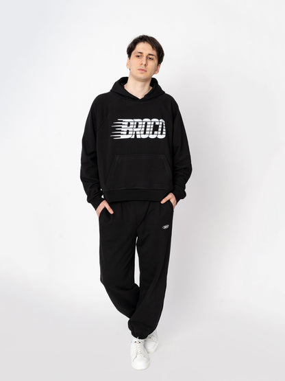 Unisex Oversize Siyah Baskılı Broco Cut Sweatshirt