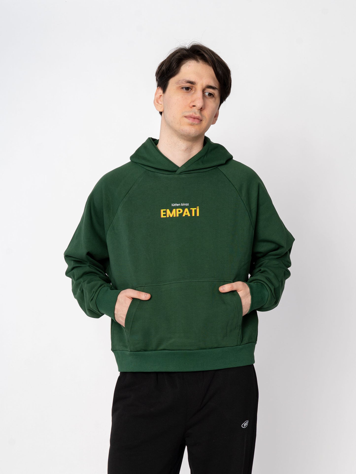 Unisex Oversize Yeşil Baskılı Empati Sweatshirt