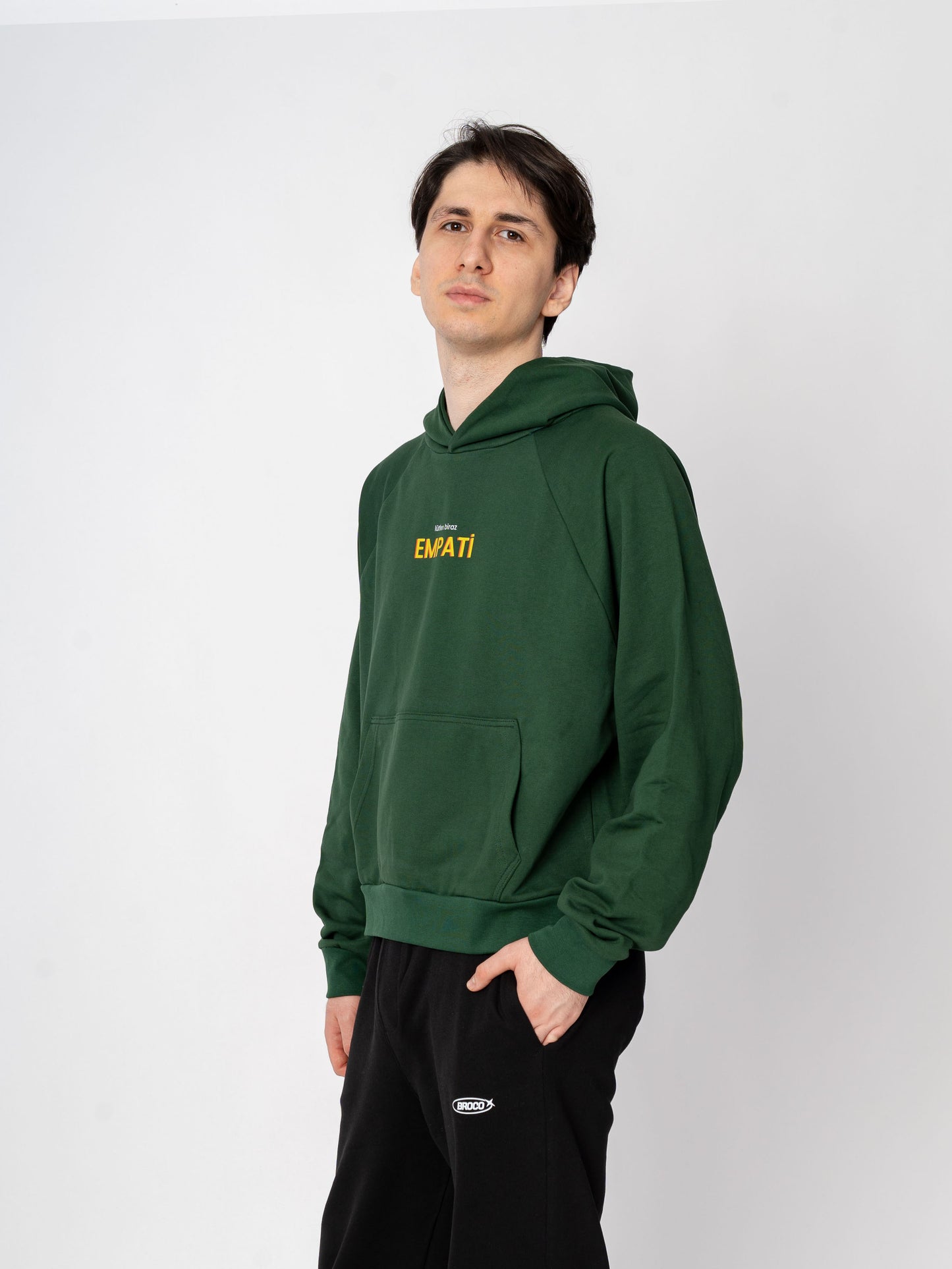 Unisex Oversize Yeşil Baskılı Empati Sweatshirt