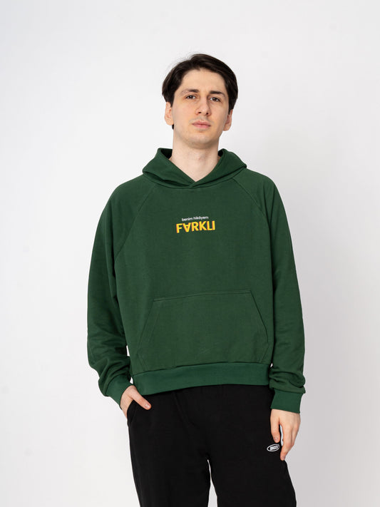 Unisex Oversize Yeşil Baskılı Farklı Sweatshirt