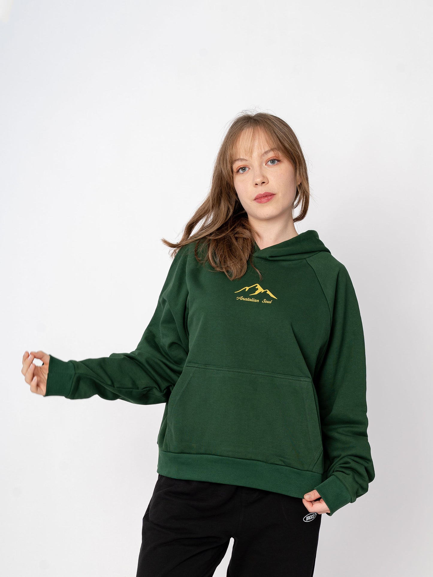 Unisex Oversize Yeşil Baskılı Anatolian Soul Sweatshirt