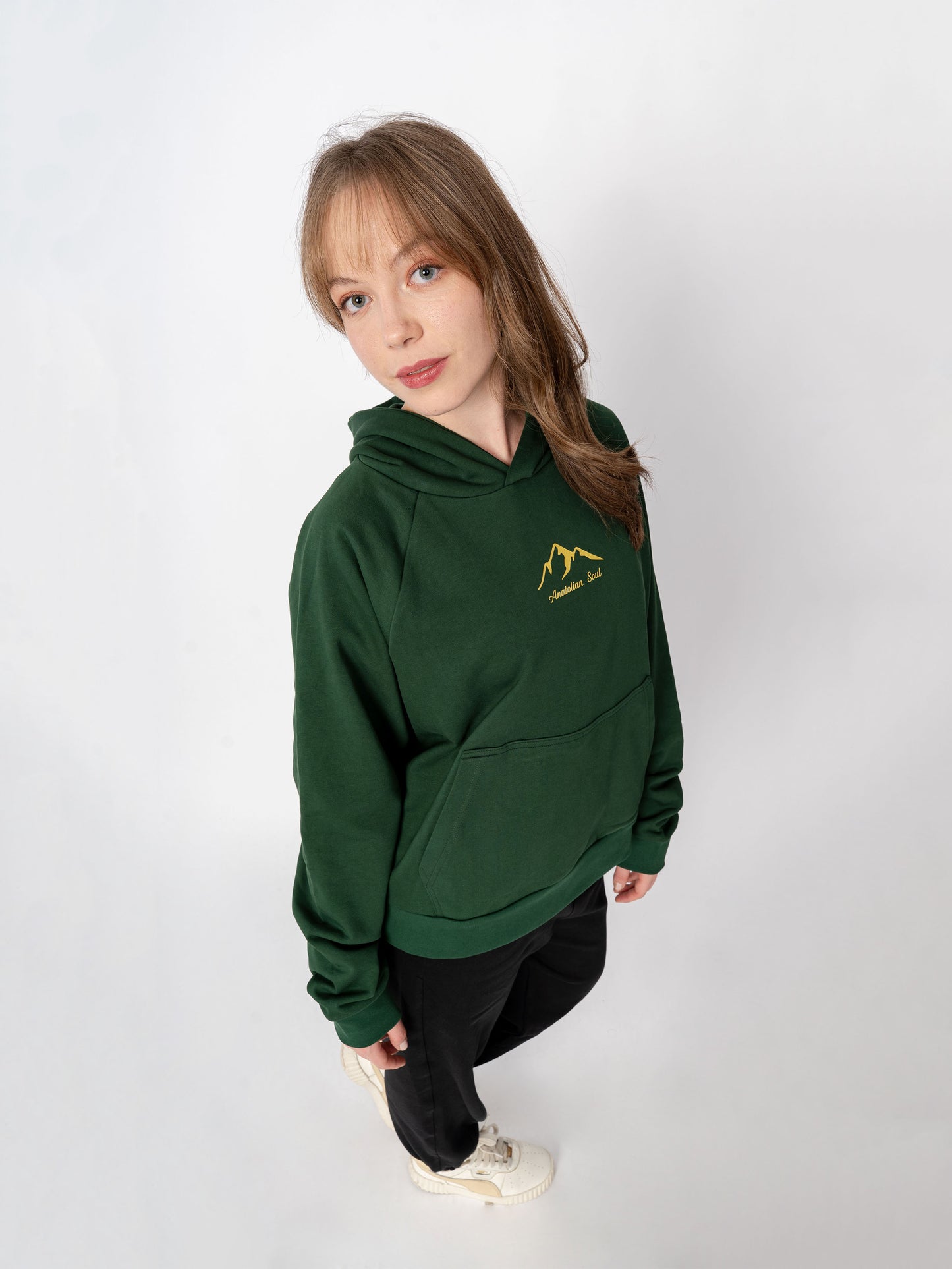 Unisex Oversize Yeşil Baskılı Anatolian Soul Sweatshirt