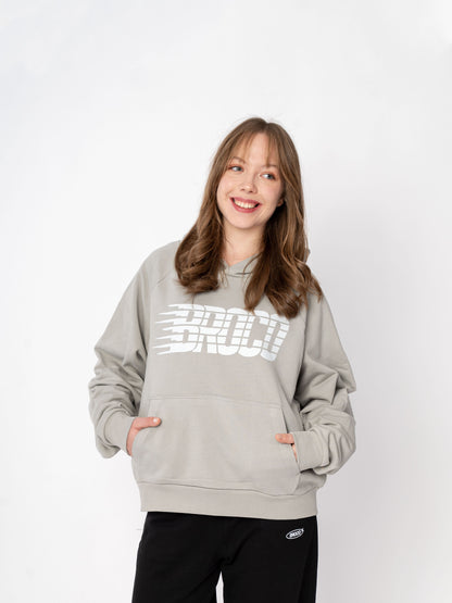 Unisex Oversize Gri Baskılı Broco Cut Sweatshirt