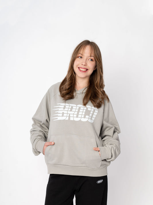 Unisex Oversize Gri Baskılı Broco Cut Sweatshirt
