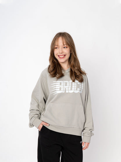 Unisex Oversize Gri Baskılı Broco Cut Sweatshirt