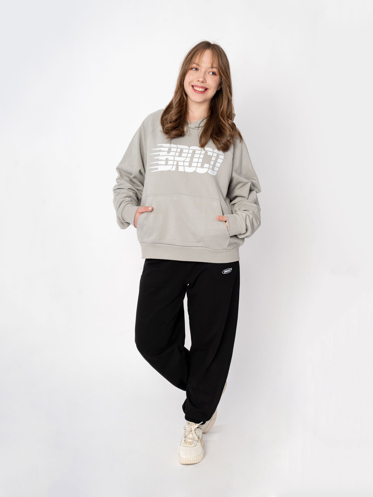 Unisex Oversize Gri Baskılı Broco Cut Sweatshirt