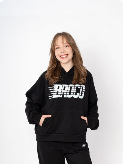 Unisex Oversize Siyah Baskılı Broco Cut Sweatshirt