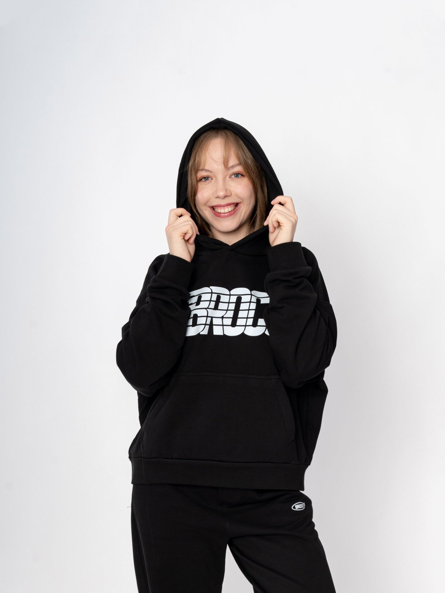 Unisex Oversize Siyah Baskılı Broco Cut Sweatshirt