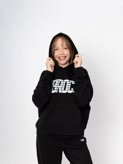 Unisex Oversize Siyah Baskılı Broco Cut Sweatshirt