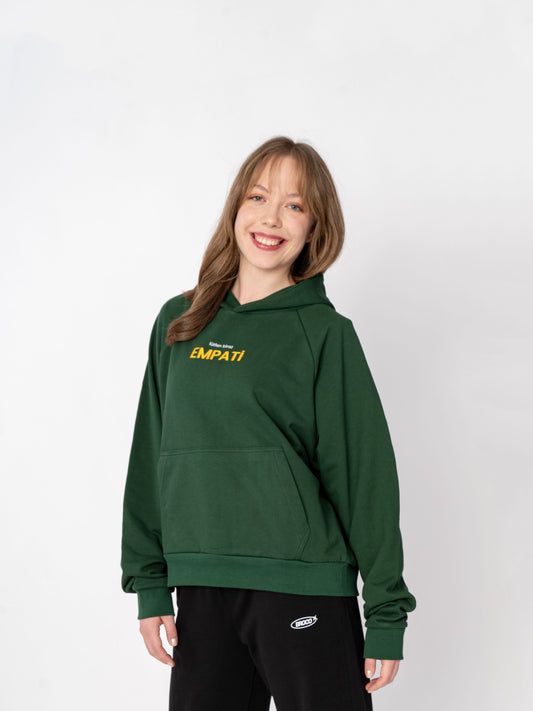 Unisex Oversize Yeşil Baskılı Empati Sweatshirt