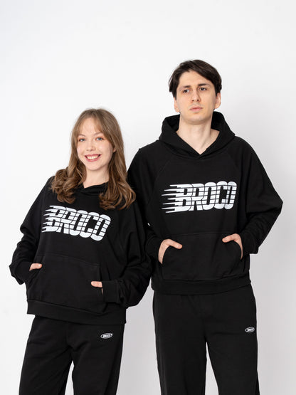 Unisex Oversize Siyah Baskılı Broco Cut Sweatshirt