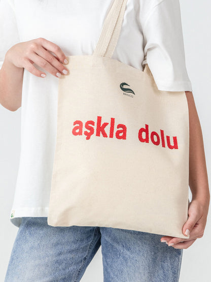 Bez Çanta Baskılı "Aşkla dolu"