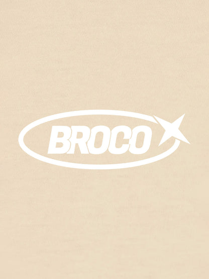 Erkek Oversize Bej Basic Broco T-shirt