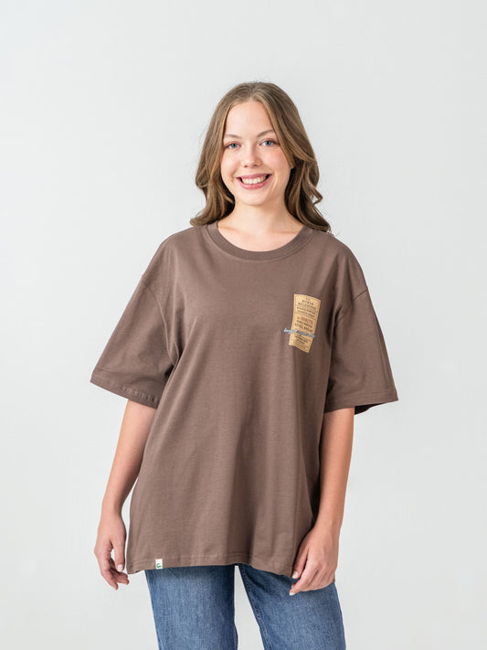 Unisex Oversize Kahve Bilet T-shirt