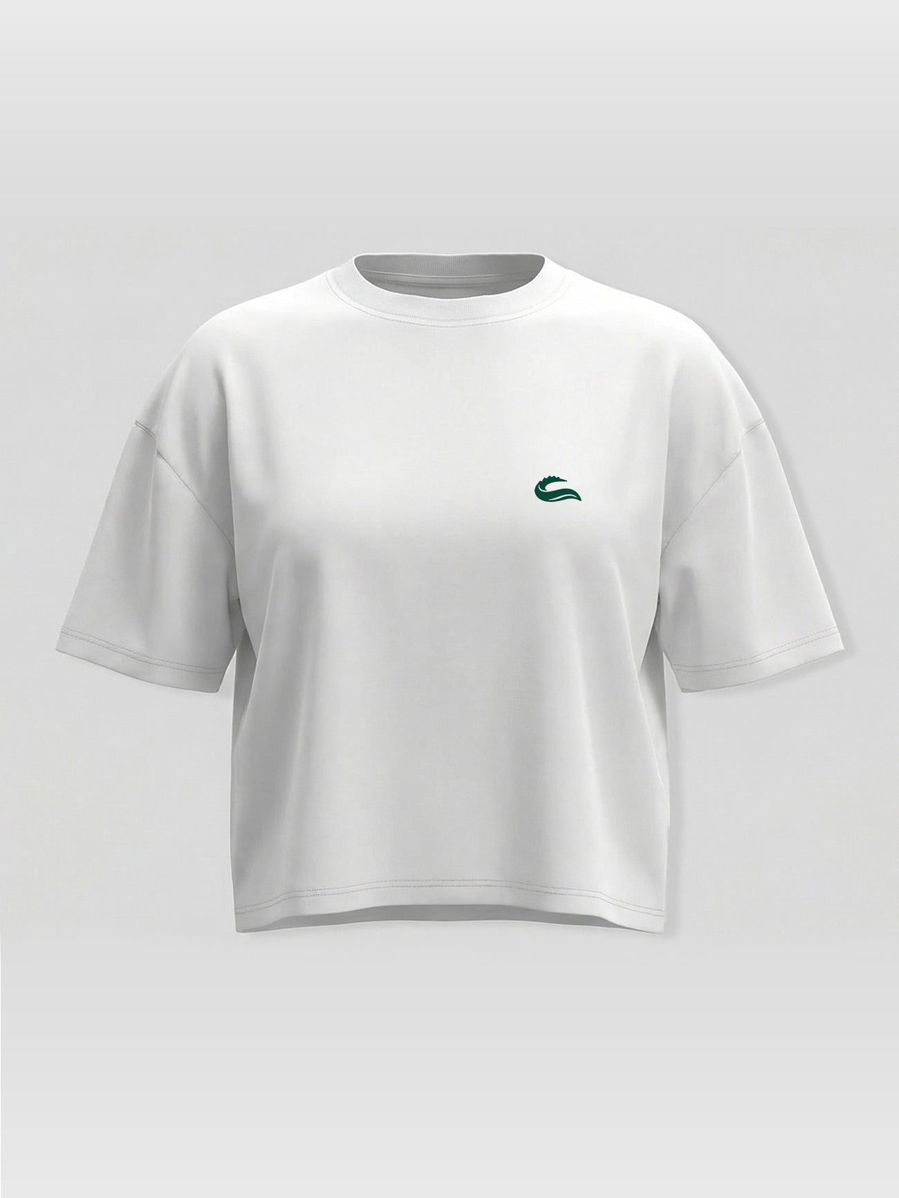 Kadın Oversize Beyaz Basic Crop T-shirt