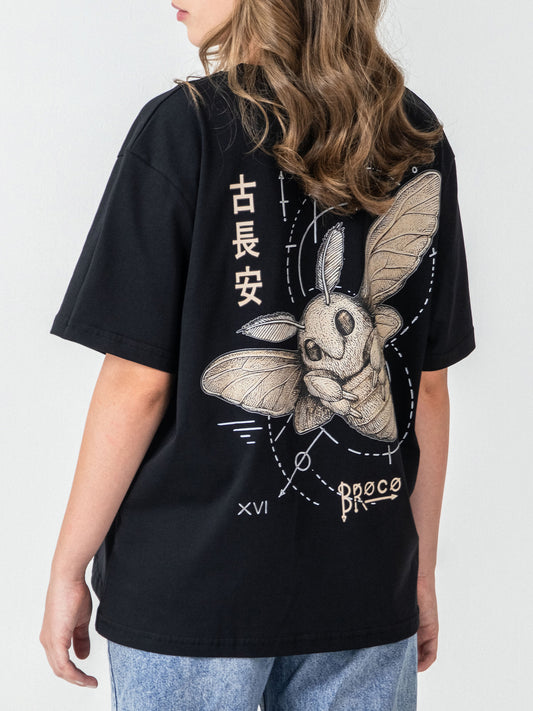 Unisex Oversize Siyah İpek Yolu T-shirt