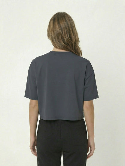 Kadın Oversize Lacivert Anatolian Soul Crop T-shirt