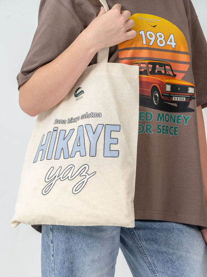 Bez Çanta Baskılı "Hikaye yaz"