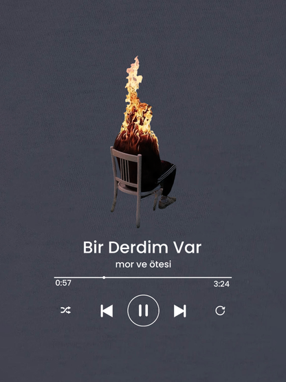 Erkek Oversize Lacivert MP3 T-shirt