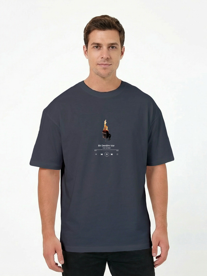 Erkek Oversize Lacivert MP3 T-shirt