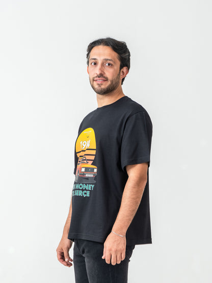 Unisex Oversize Siyah Serçe T-shirt