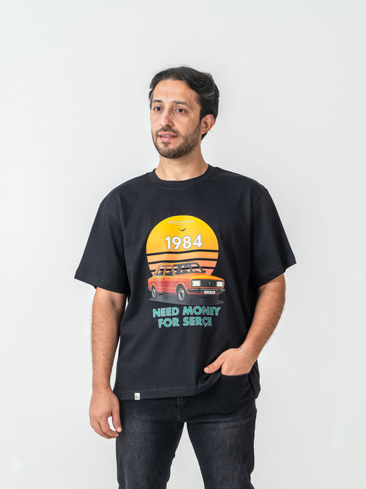 Unisex Oversize Siyah Serçe T-shirt