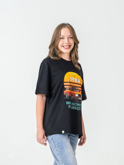 Unisex Oversize Siyah Serçe T-shirt