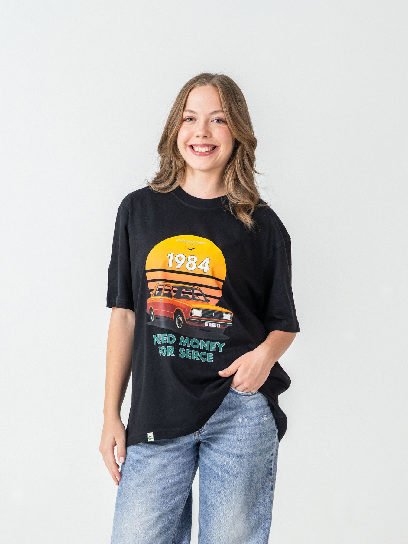 Unisex Oversize Siyah Serçe T-shirt
