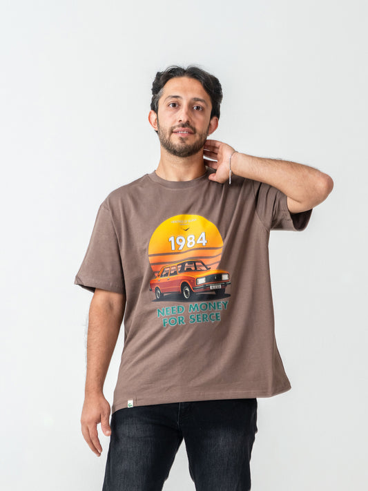 Unisex Oversize Kahve Serçe T-shirt