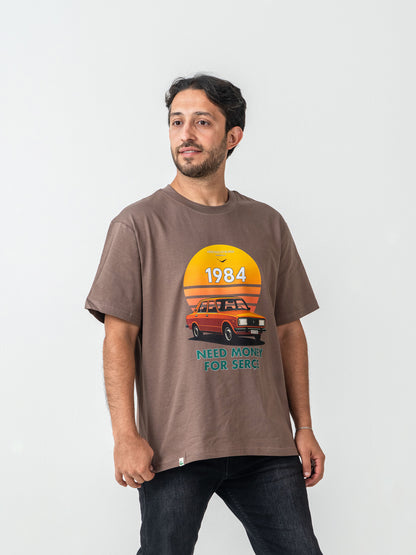 Unisex Oversize Kahve Serçe T-shirt