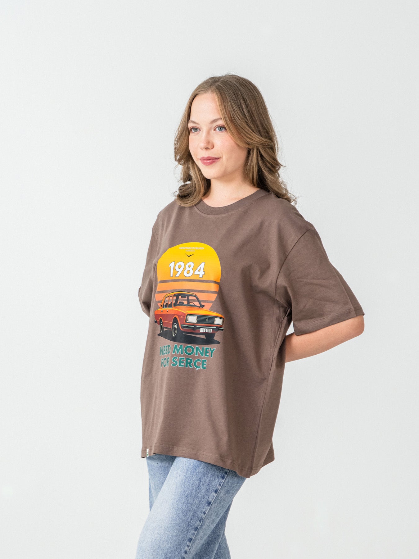 Unisex Oversize Kahve Serçe T-shirt