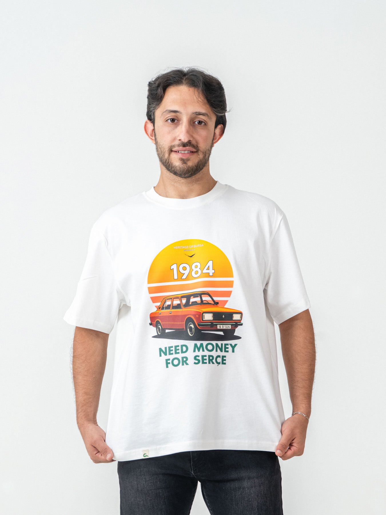 Unisex Oversize Beyaz Serçe T-shirt