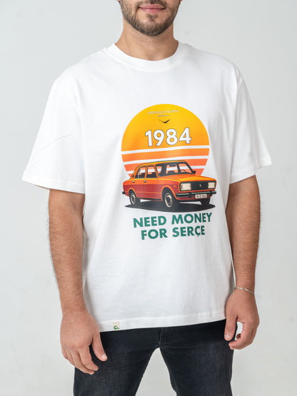Unisex Oversize Beyaz Serçe T-shirt