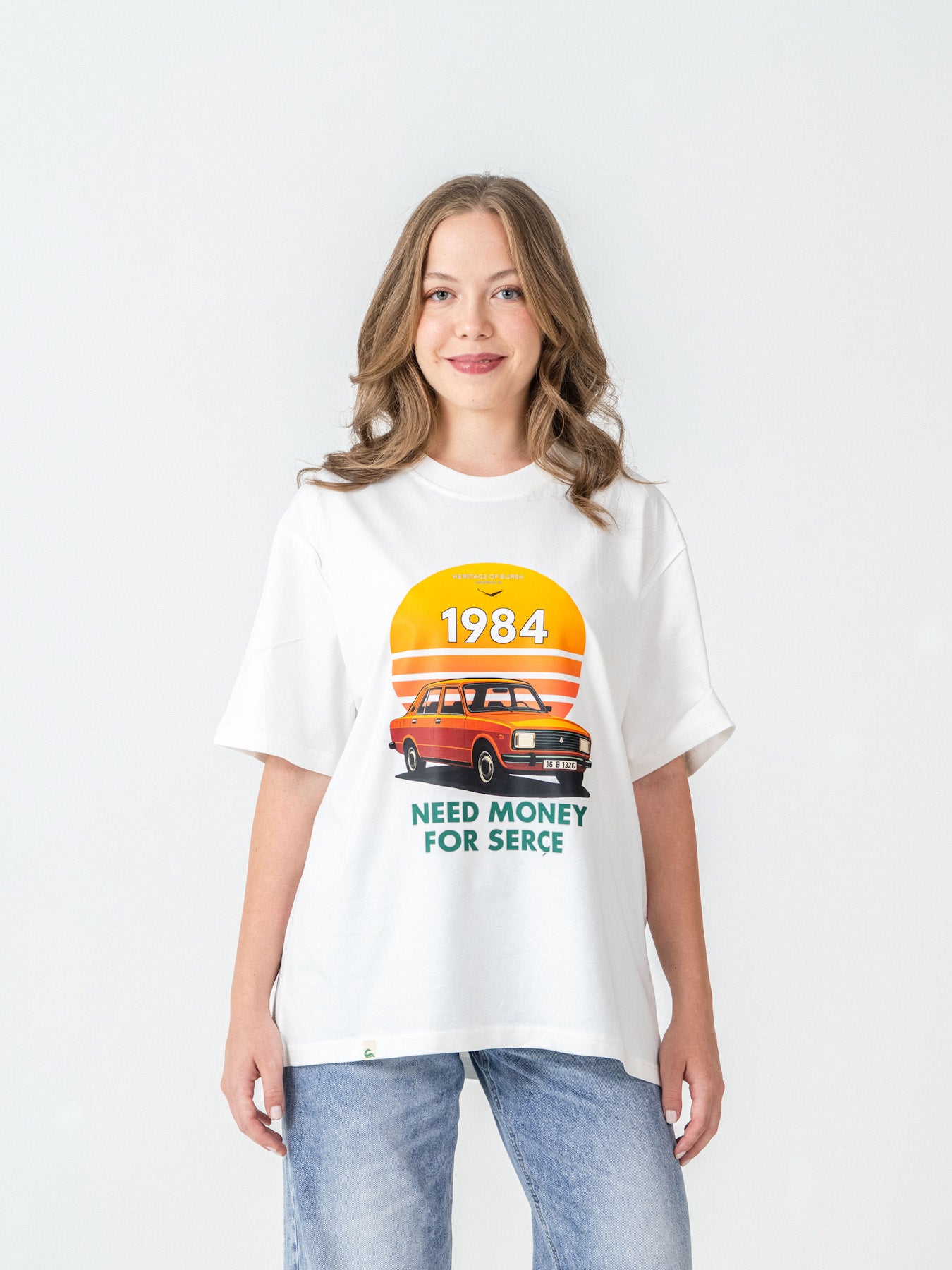 Unisex Oversize Beyaz Serçe T-shirt