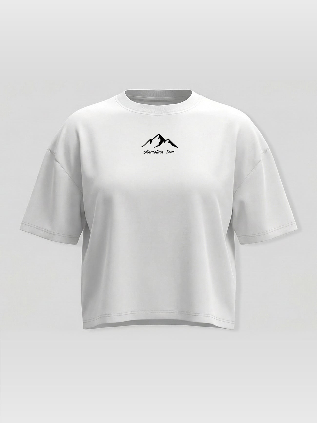Kadın Oversize Beyaz Anatolian Soul Crop T-shirt