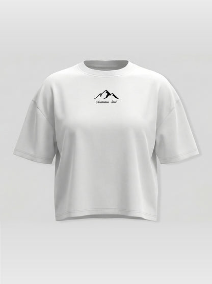 Kadın Oversize Beyaz Anatolian Soul Crop T-shirt