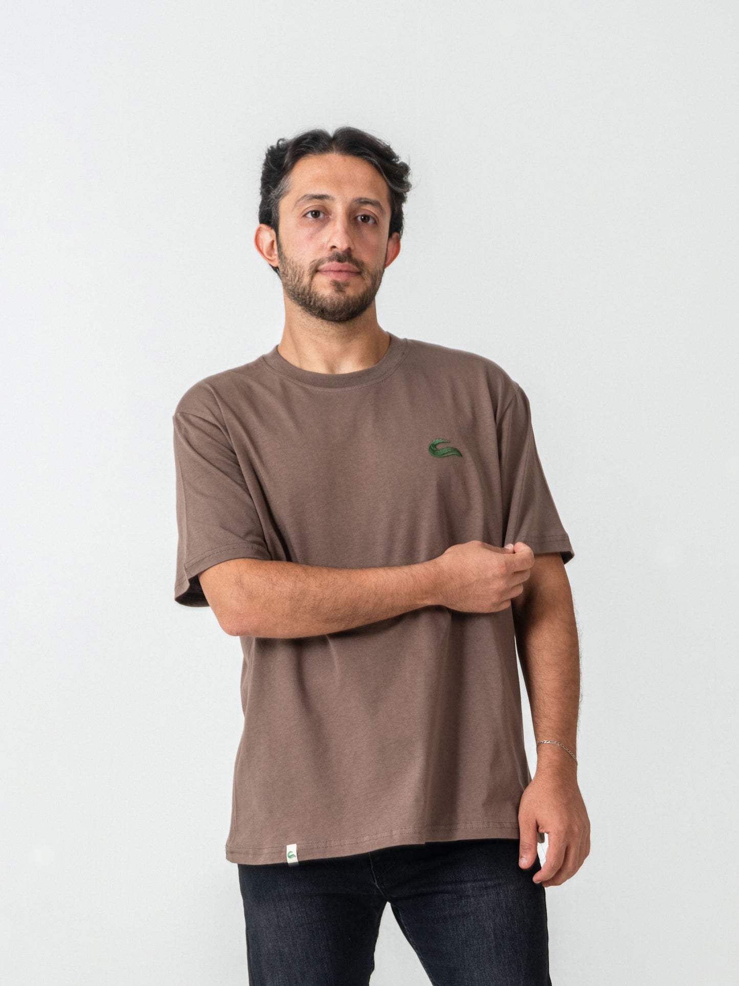 Unisex Basic Kahve Oversize T-shirt