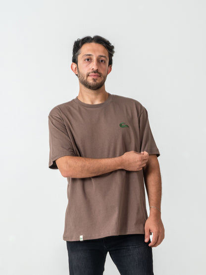 Unisex Basic Kahve Oversize T-shirt