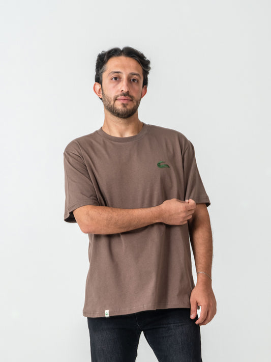 Unisex Basic Kahve Oversize T-shirt