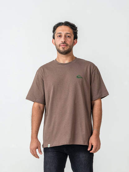 Unisex Basic Kahve Oversize T-shirt
