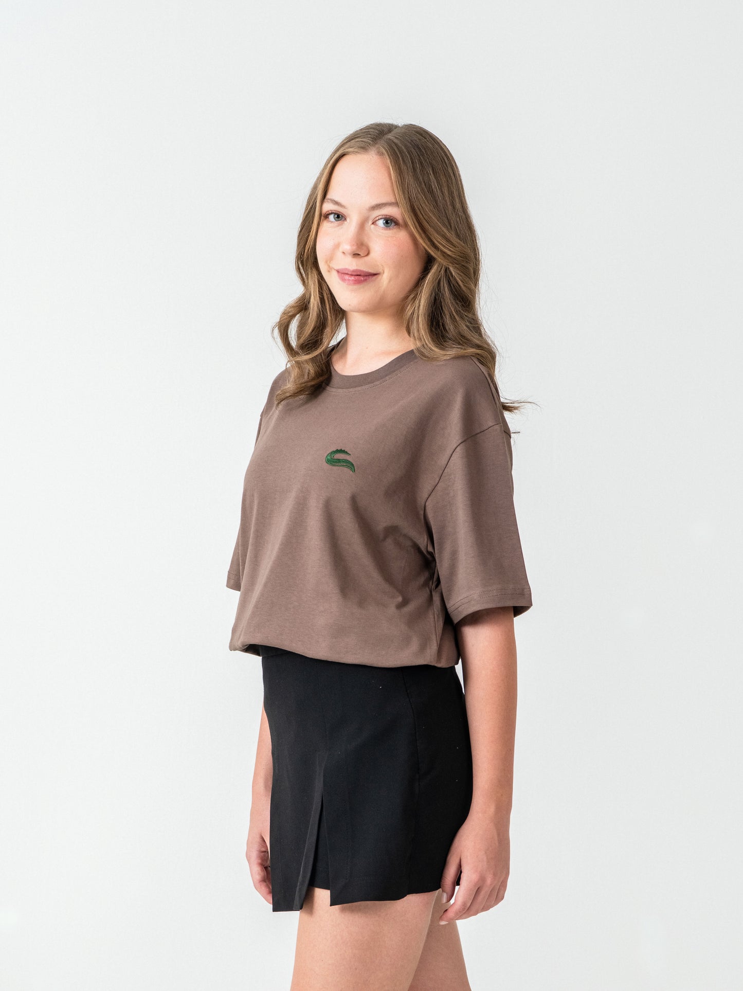 Unisex Basic Kahve Oversize T-shirt