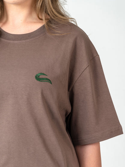 Unisex Basic Kahve Oversize T-shirt