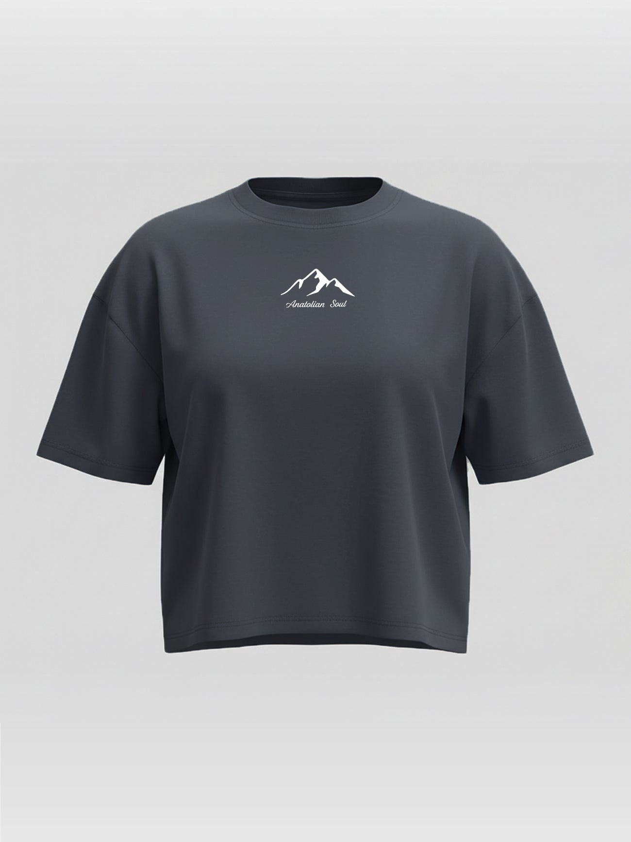 Kadın Oversize Lacivert Anatolian Soul Crop T-shirt